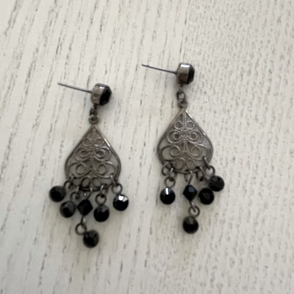 Silver and black earrings